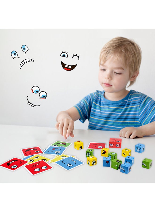 Wooden Face-Changing Cube Matching Block Building Game