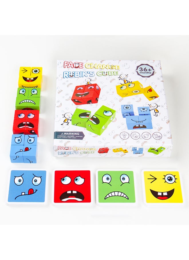 Wooden Face-Changing Cube Matching Block Building Game