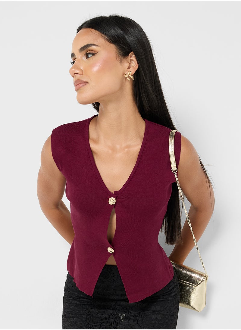 Knitted Button Down Vest