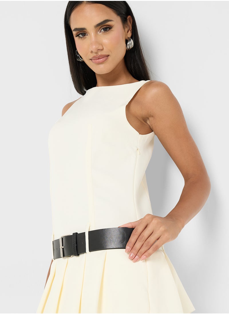 Drop Waist Dress with Belt