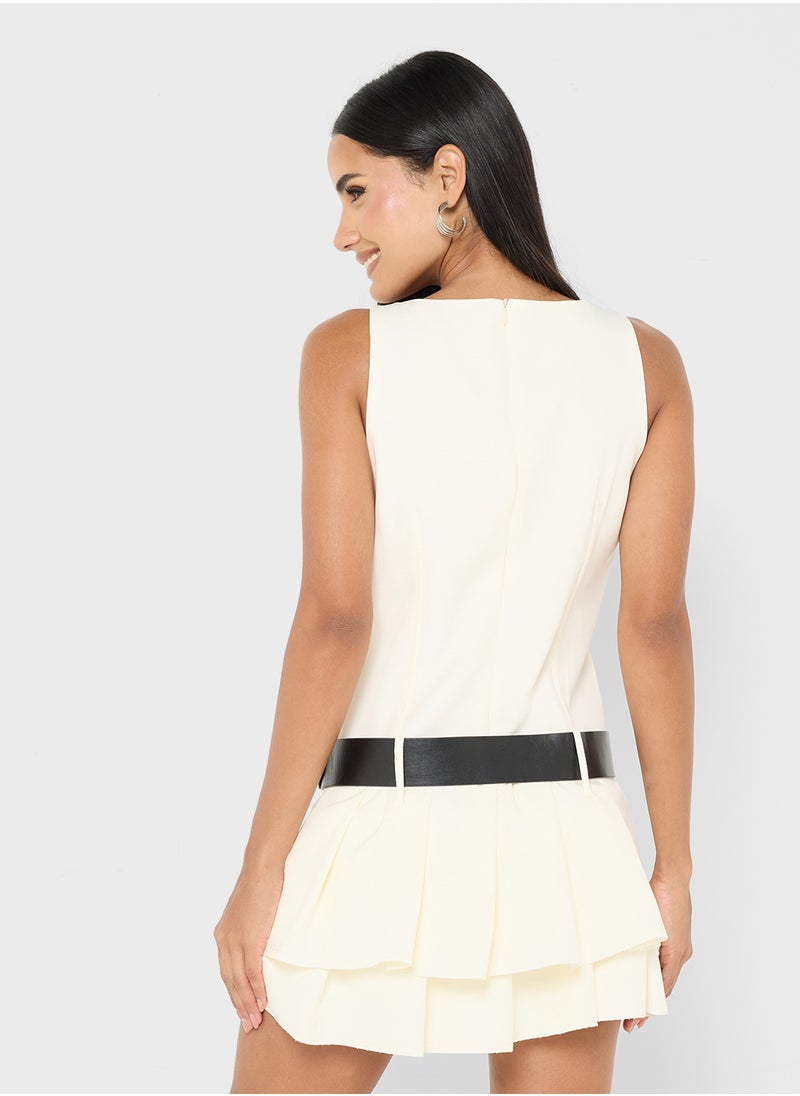 Drop Waist Dress with Belt