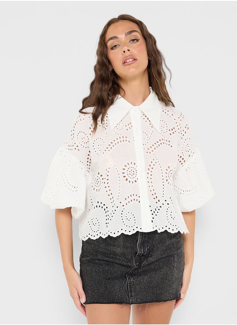 Schiffli Button Down Shirt