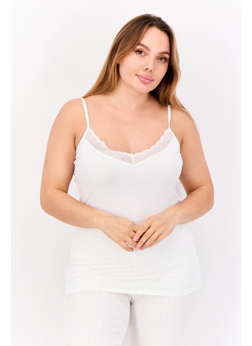 Women 2 Pieces Solid Sleeveless Tank Tops, White