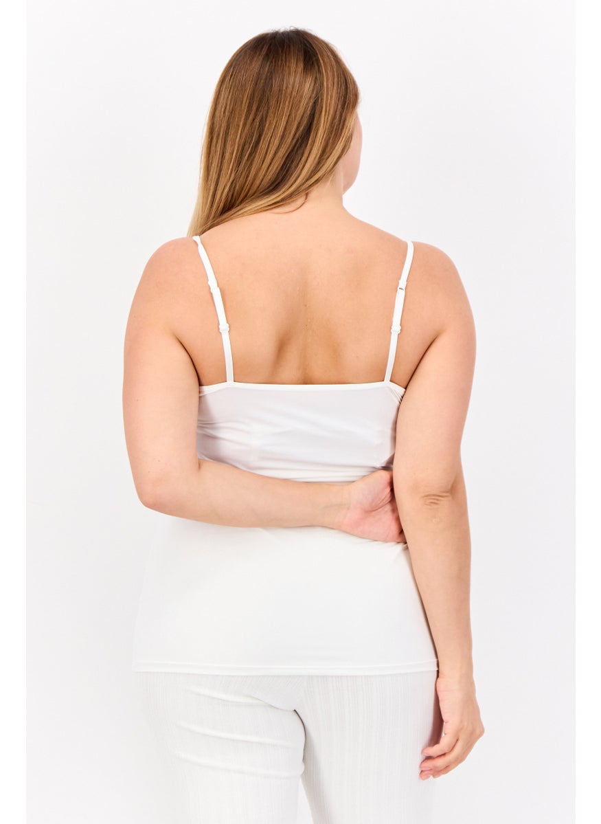 Women 2 Pieces Solid Sleeveless Tank Tops, White