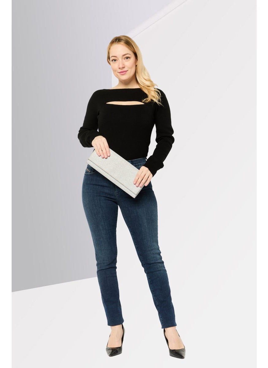 Women Textured Long Sleeve Bodysuit, Black