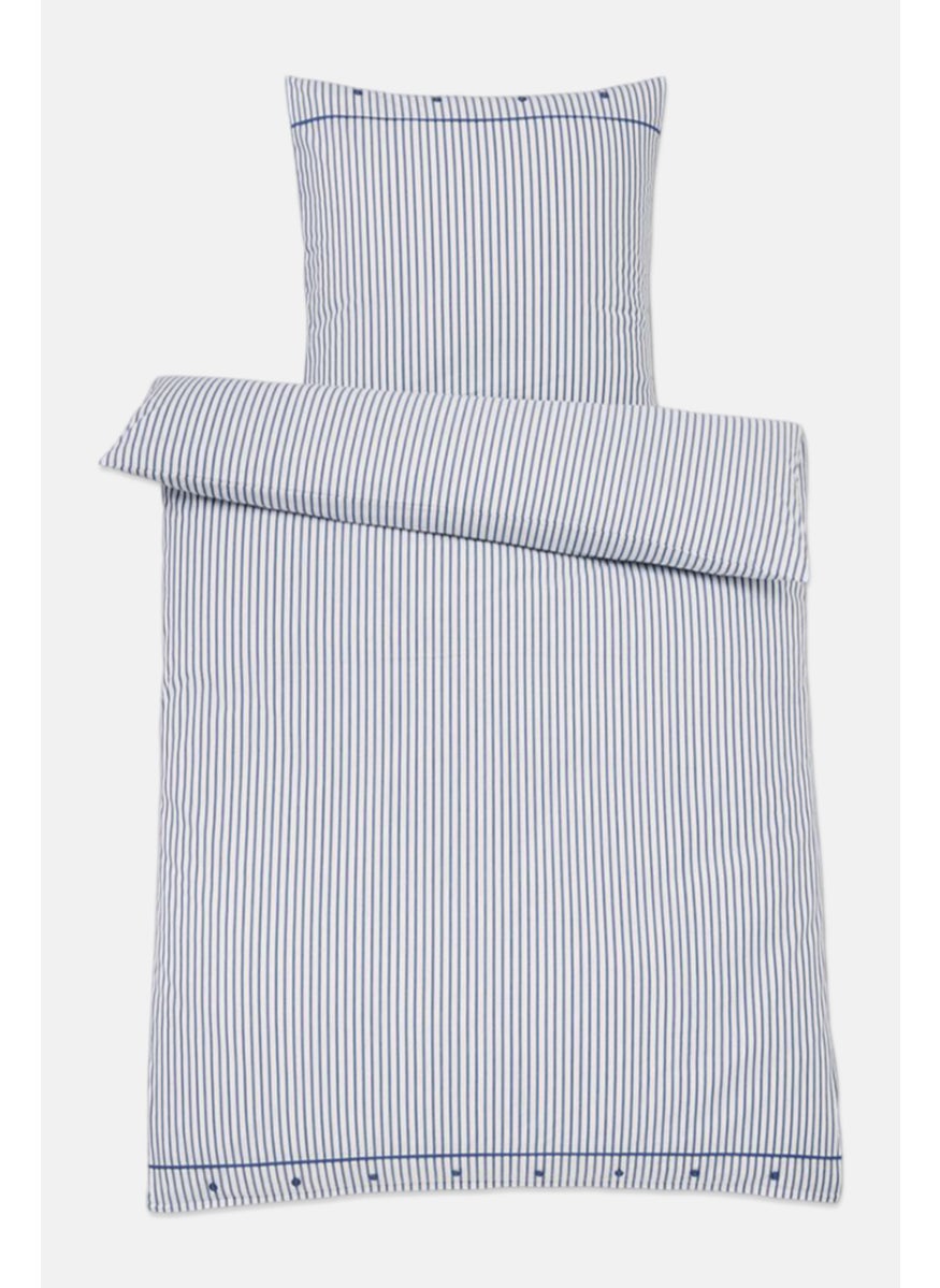 Percale Stripe Duvet Set 140 x 200 cm, Blue/White