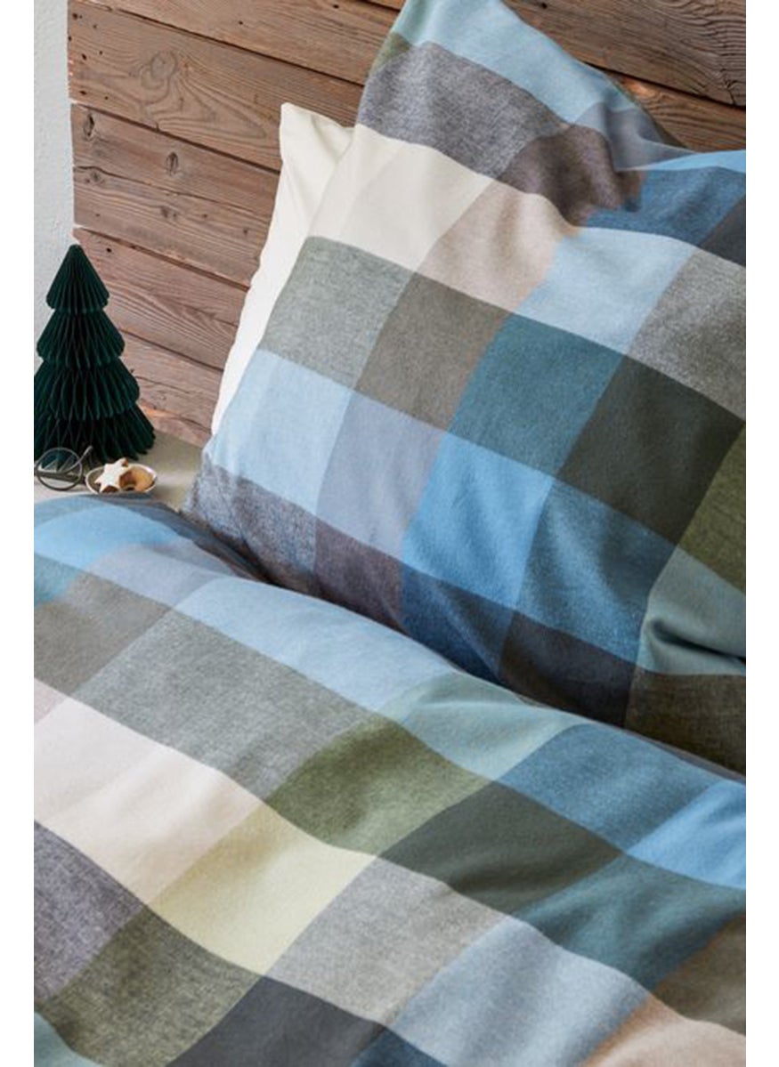 Single Flannel Duvet Set 155 x 220 Cm, Olive Combo