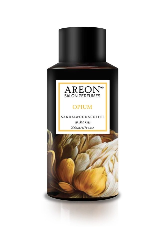 Areon Salon Perfumes 200ml Premium Fragrance Oil – Long-Lasting Scent for Salon, Home, Office & Diffuser – Elegant Decorative Bottle (Sandalwood & Coffee)