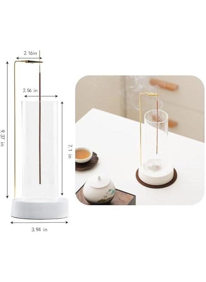 Incense Holder, Ceramic Incense Holder for Sticks with Glass Ash Catcher,Incense Burner for Meditation Yoga Spa Room Decor