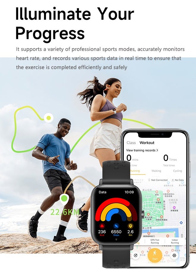 Smart Watch for Women Men Heart Rate Monitor Fitness Tracker, Black Smart Watches for Women Digital Mens Watches Answer Call Waterproof Running Smartwatch Compatible Android IOS