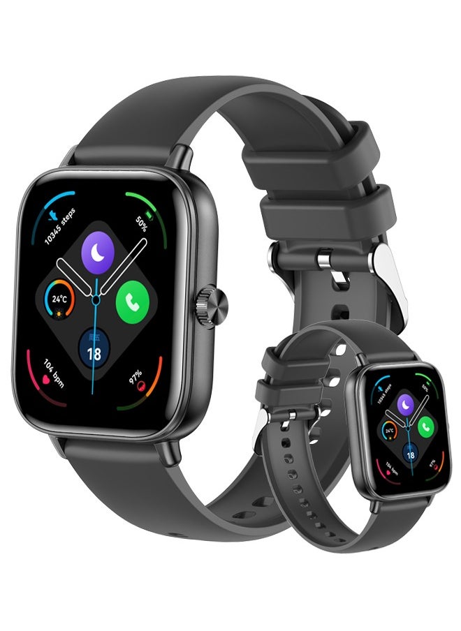 Smart Watch for Women Men Heart Rate Monitor Fitness Tracker, Black Smart Watches for Women Digital Mens Watches Answer Call Waterproof Running Smartwatch Compatible Android IOS