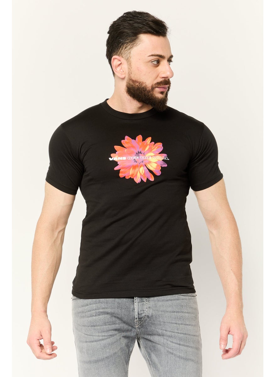 Men Classic Fit Crew Neck Short Sleeve Graphic Print T Shirt, Black