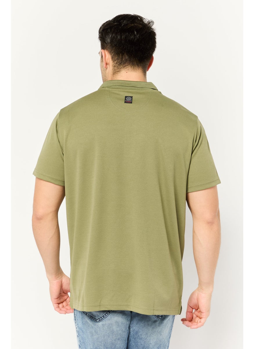 Men Regular Fit Short Sleeves Textured Polo Shirt, Sage Green