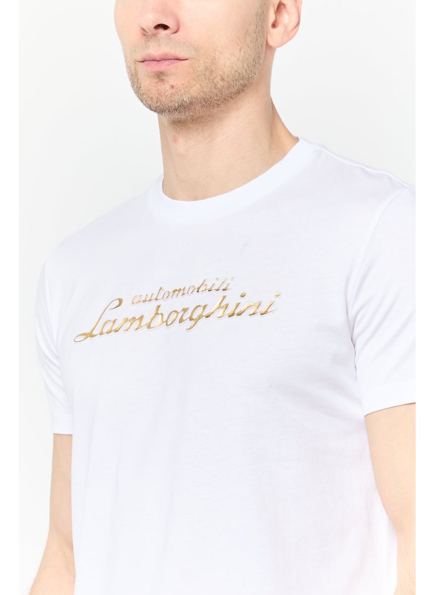 Men Crew Neck Graphic Print T-Shirt, White