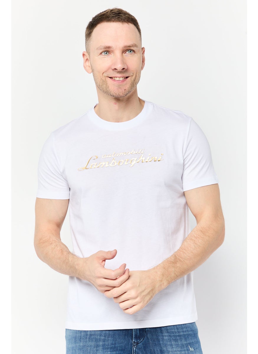 Men Crew Neck Graphic Print T-Shirt, White