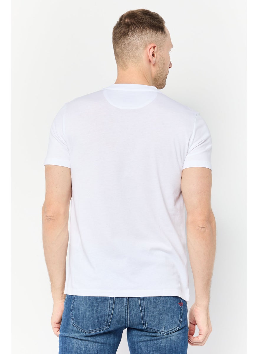 Men Crew Neck Graphic Print T-Shirt, White