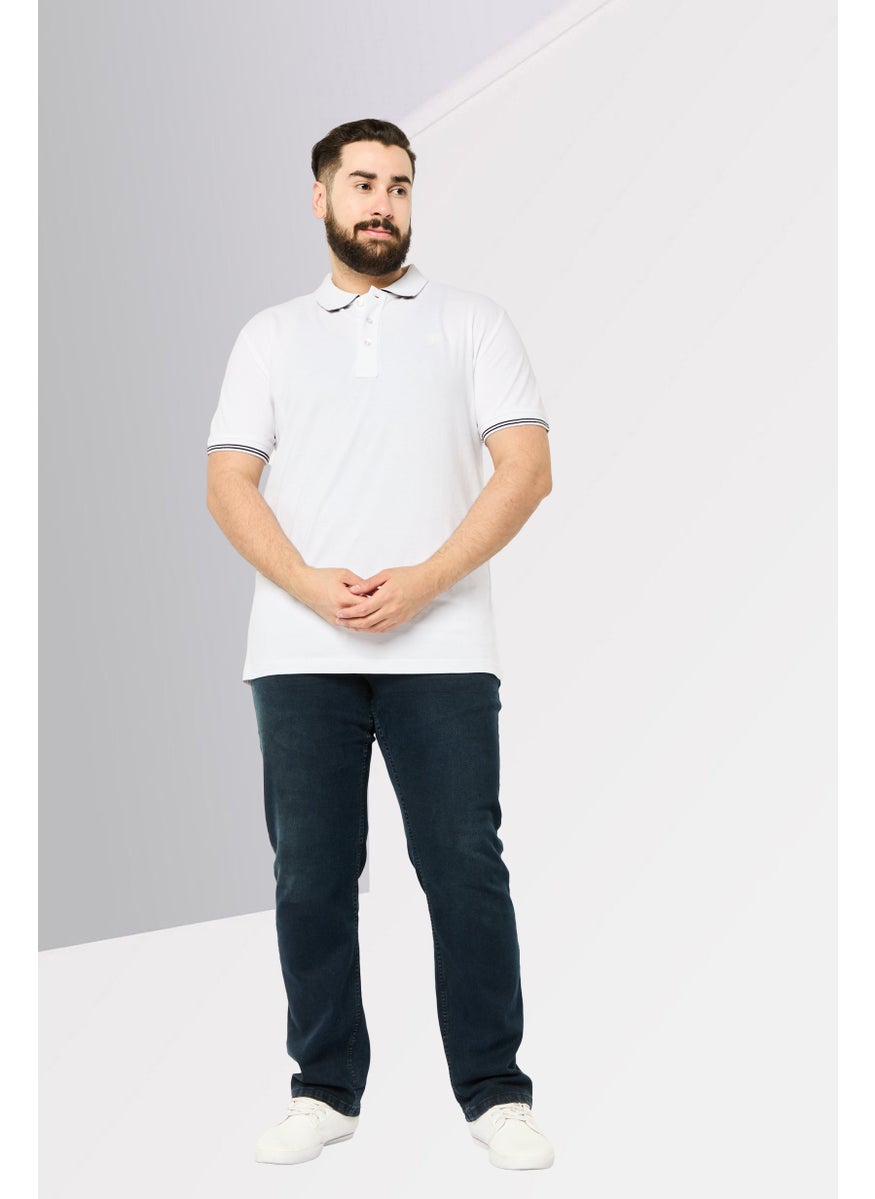 Men Regular Fit Brand Logo Short Sleeves Polo Shirt, White