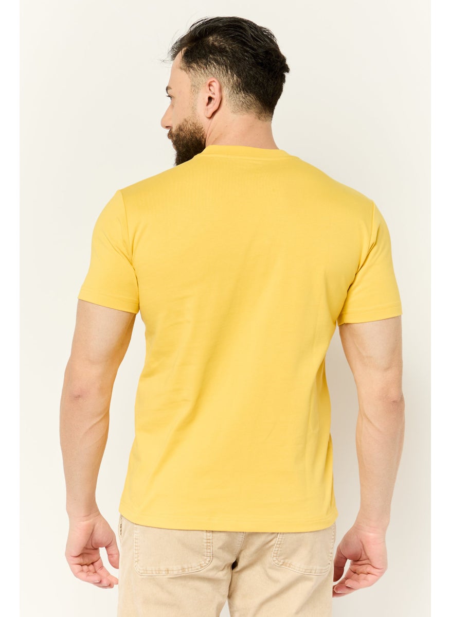 Men Crew Neck Short Sleeves  Graphic Print T-Shirt, Yellow
