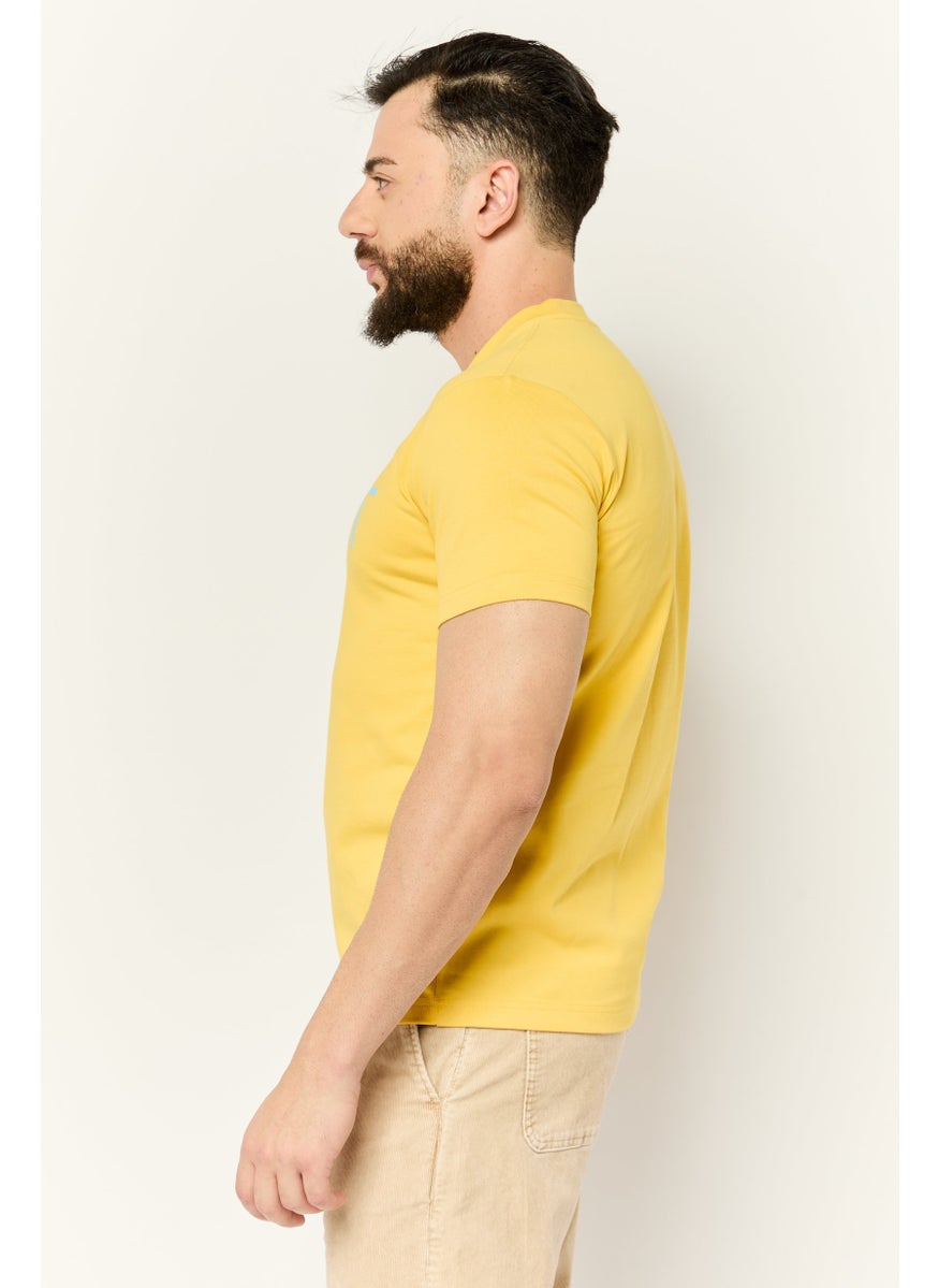 Men Crew Neck Short Sleeves  Graphic Print T-Shirt, Yellow