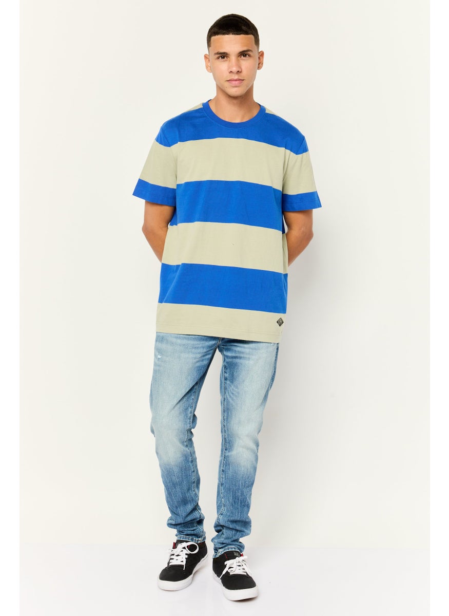 Men Crew Neck Short Sleeve Yarn Dye T Shirt, Multi-color