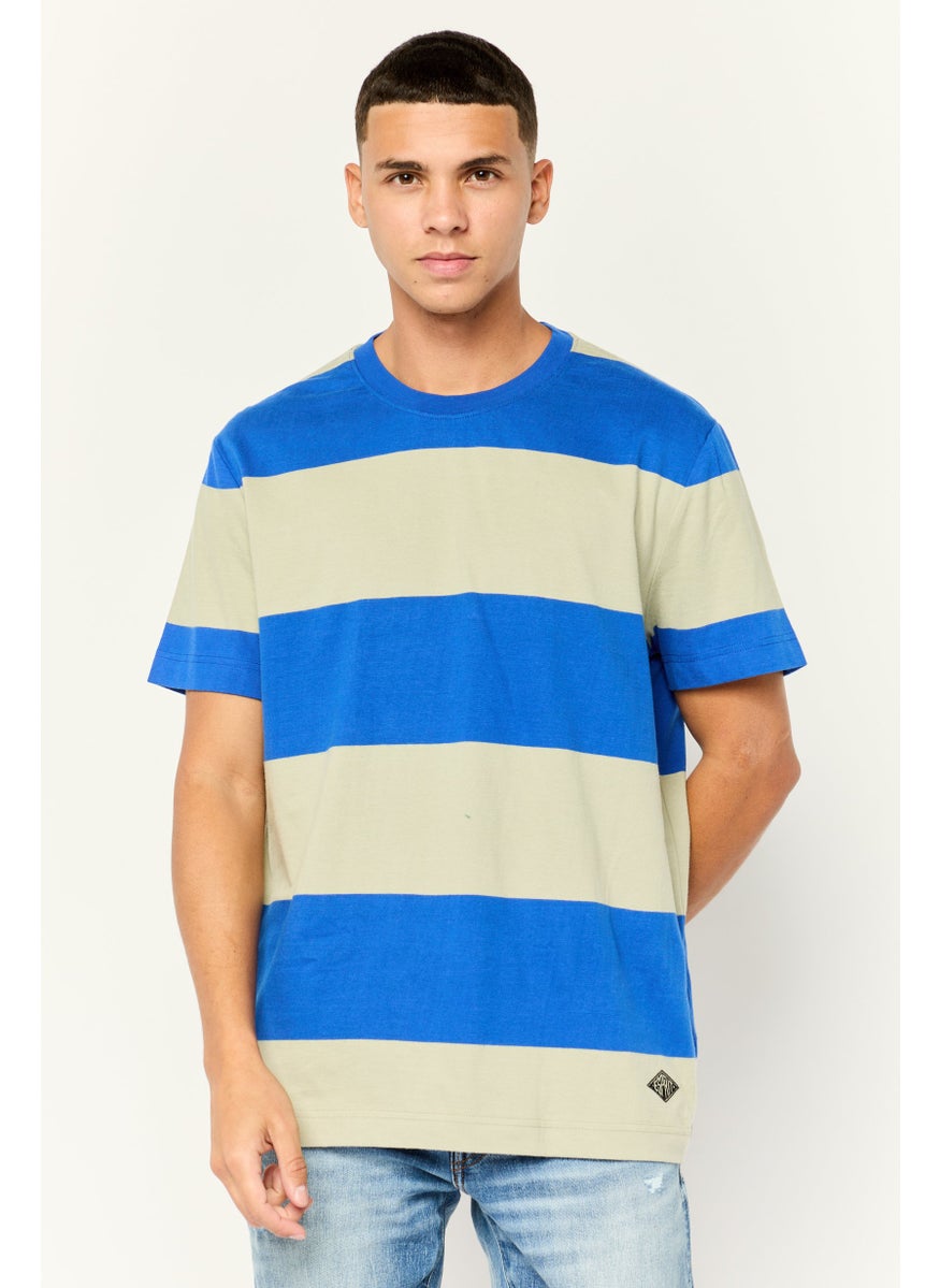 Men Crew Neck Short Sleeve Yarn Dye T Shirt, Multi-color