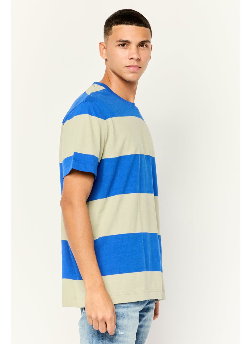 Men Crew Neck Short Sleeve Yarn Dye T Shirt, Multi-color