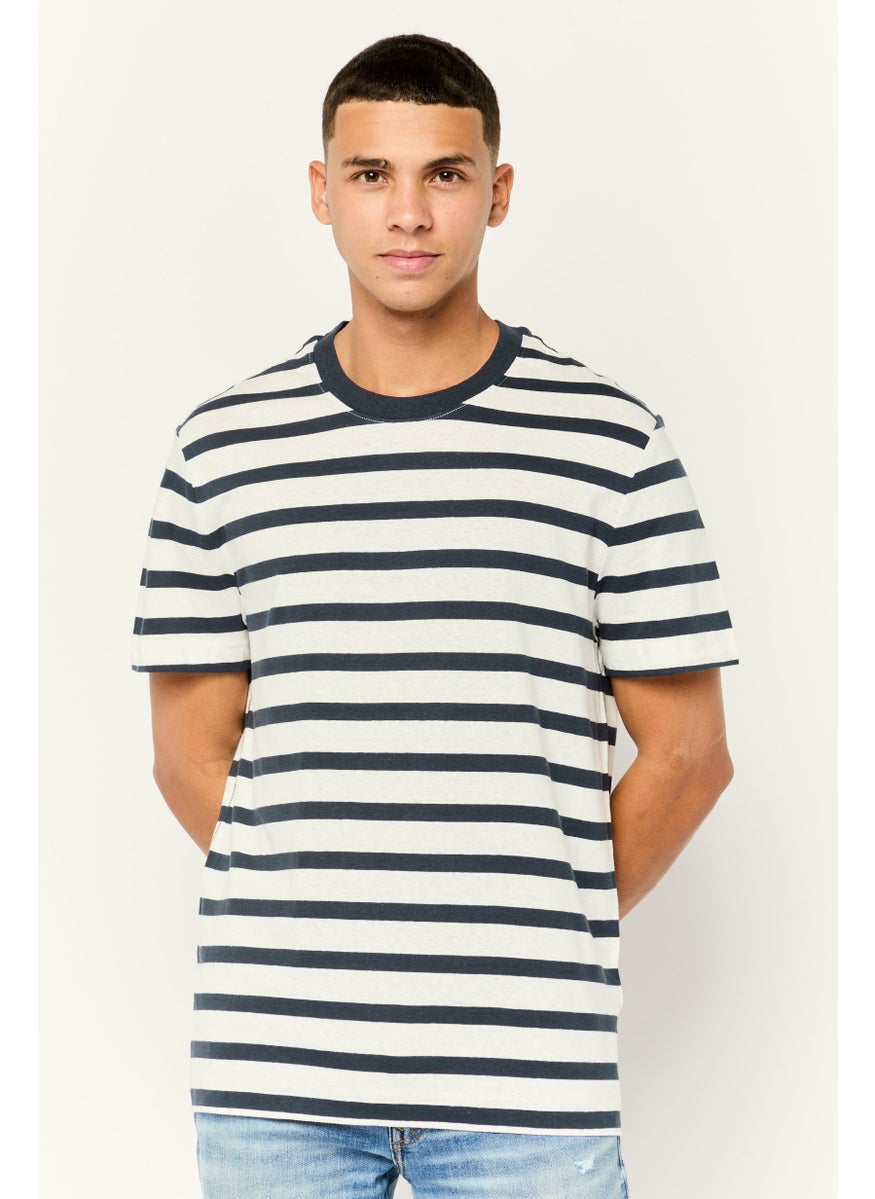 Men Crew Neck Short Sleeve Yarn Dye T-Shirt, Multicolor