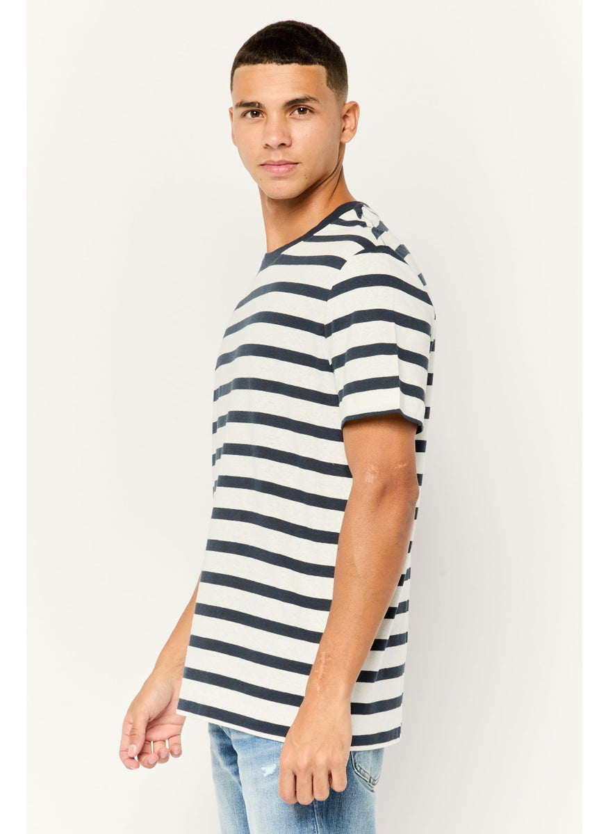 Men Crew Neck Short Sleeve Yarn Dye T-Shirt, Multicolor