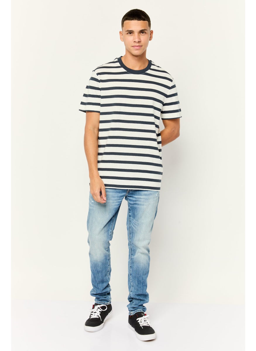 Men Crew Neck Short Sleeve Yarn Dye T-Shirt, Multicolor