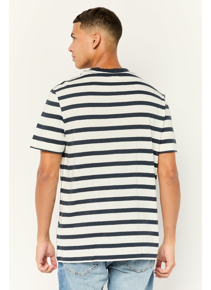 Men Crew Neck Short Sleeve Yarn Dye T-Shirt, Multicolor