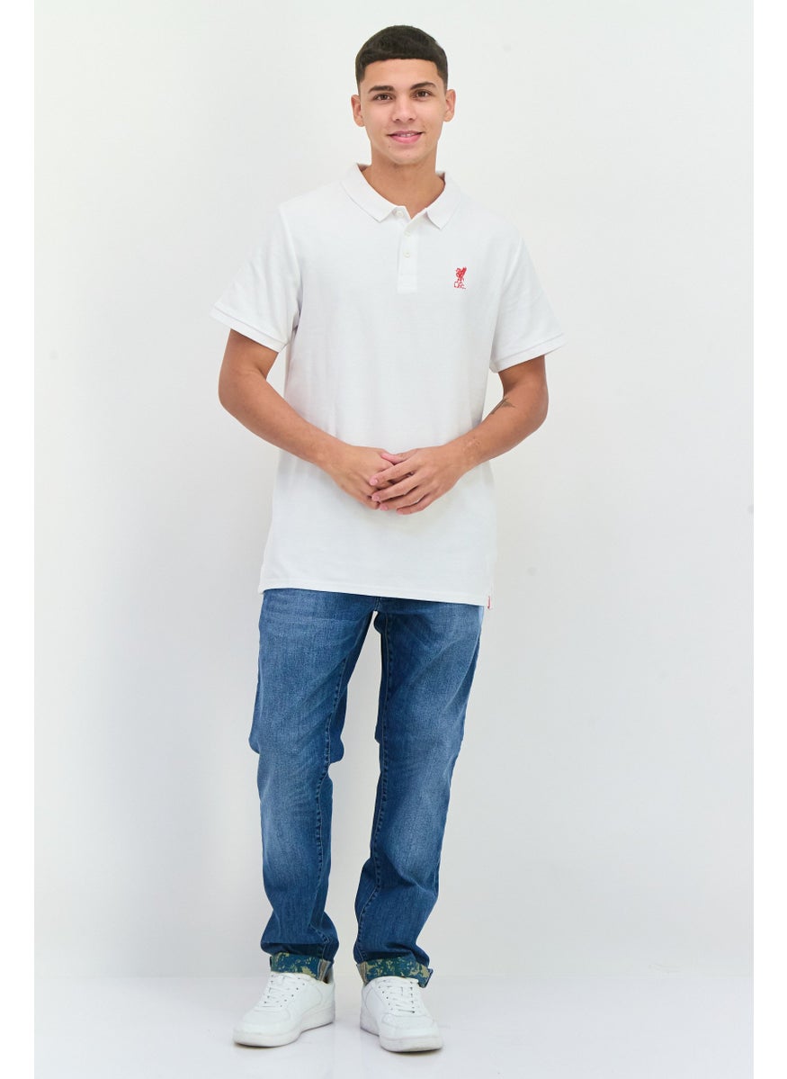 Men Sportswear Fit Short Sleeve Outdoor Polo, White/Red