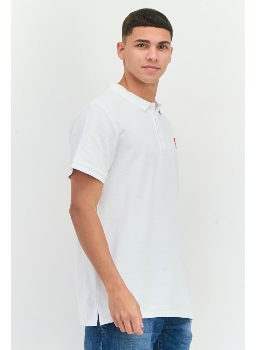 Men Sportswear Fit Short Sleeve Outdoor Polo, White/Red