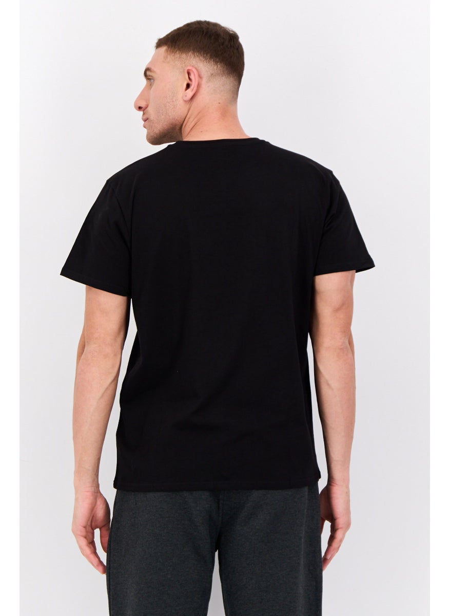 Men Sportswear Fit Short Sleeves Outdoor T-Shirt, Black