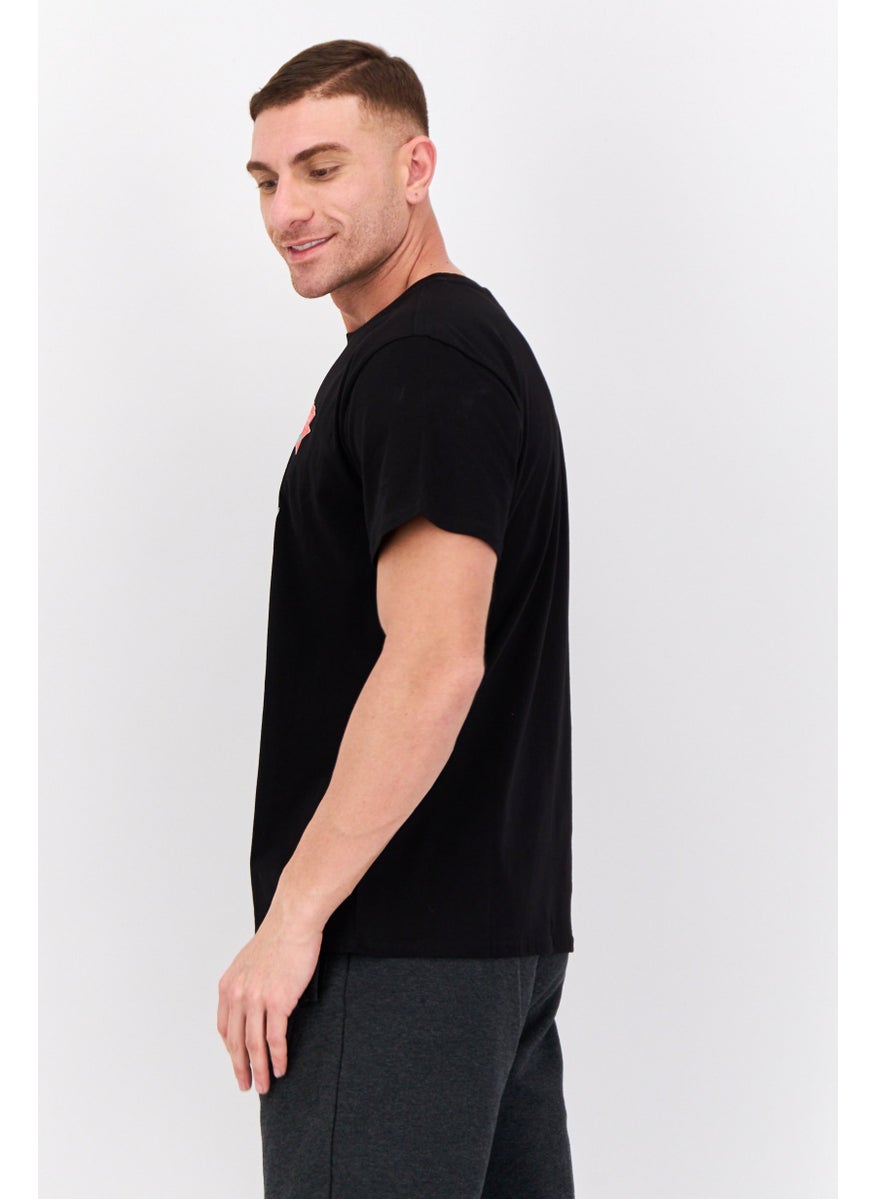 Men Sportswear Fit Short Sleeves Outdoor T-Shirt, Black