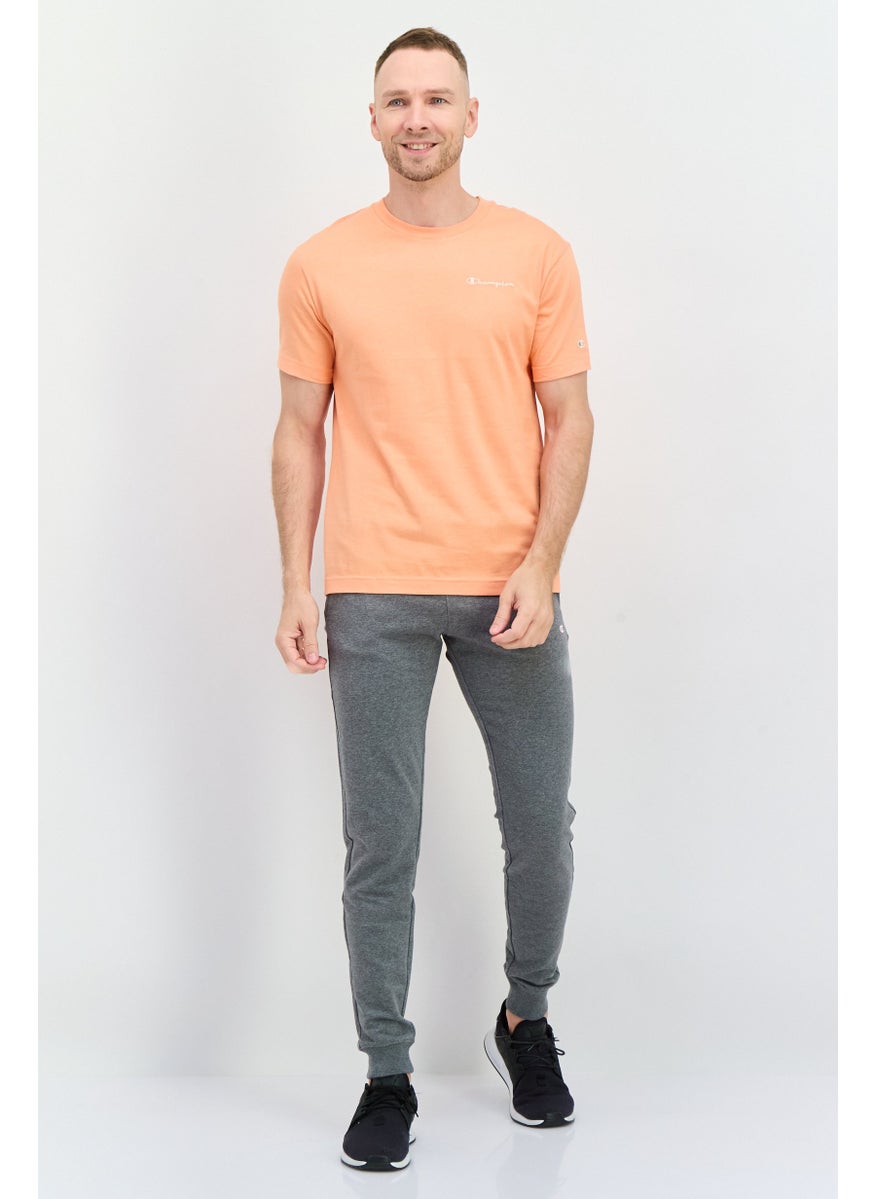Men Sportswear Fit Short Sleeve Outdoor T Shirt, Orange