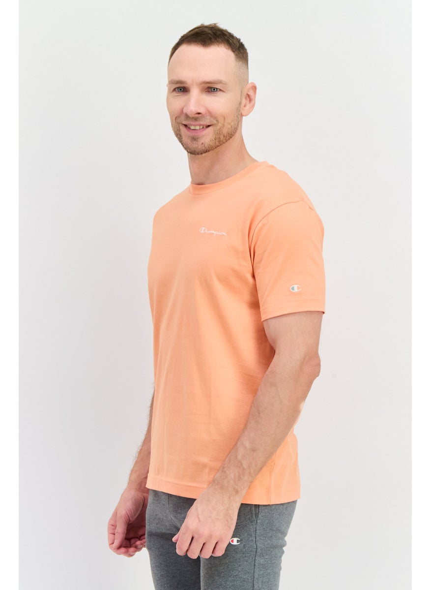 Men Sportswear Fit Short Sleeve Outdoor T Shirt, Orange