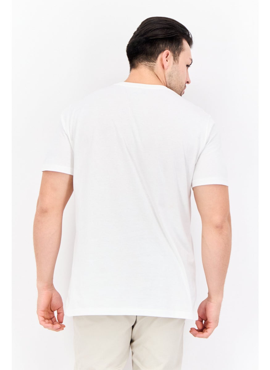 Men Crew Neck Short Sleeve Brand Logo T-Shirts, White