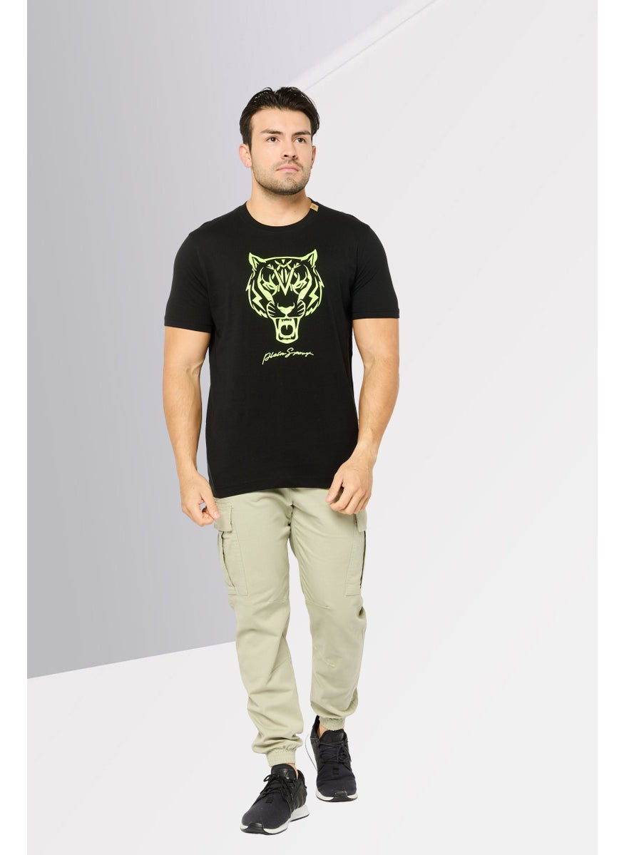 Men Sportswear Fit Short Sleeves Outdoor T-Shirt, Black