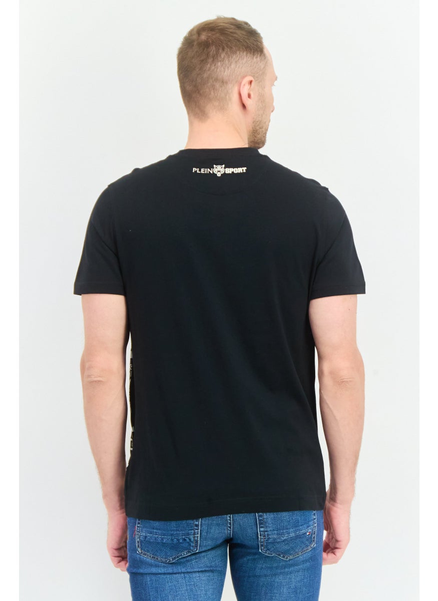 Men Sportswear Fit Short Sleeves Outdoor T-Shirt, Black