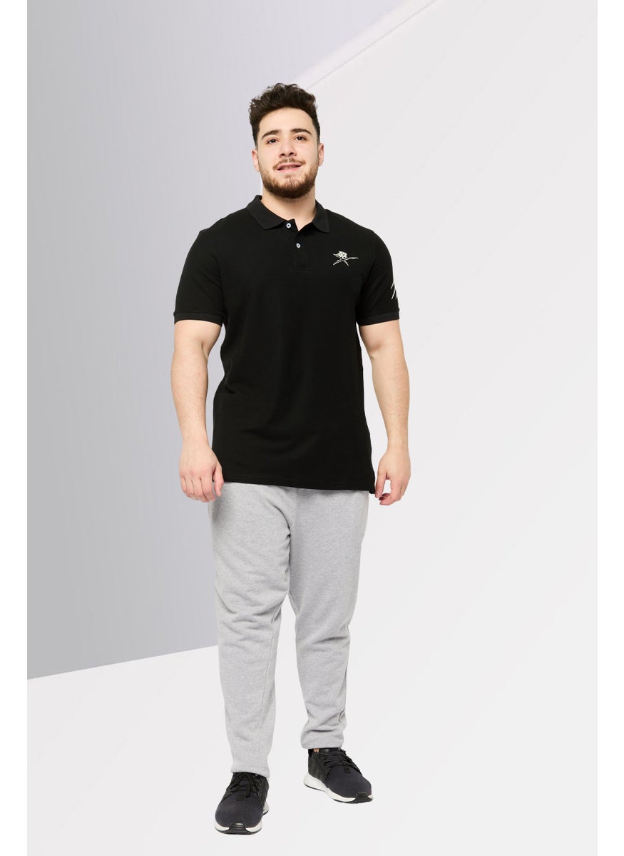 Men Sportswear Fit Short Sleeves Outdoor Polo Shirt, Black