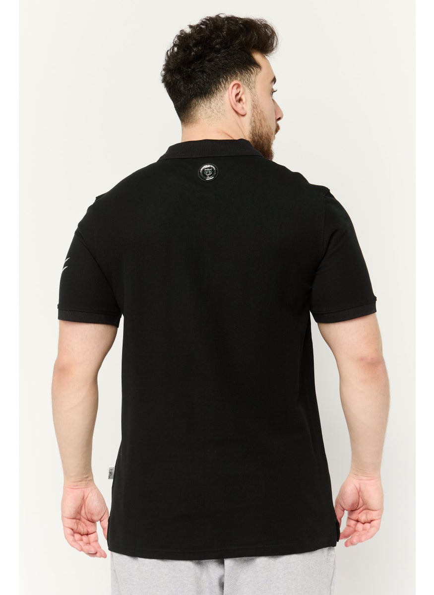 Men Sportswear Fit Short Sleeves Outdoor Polo Shirt, Black
