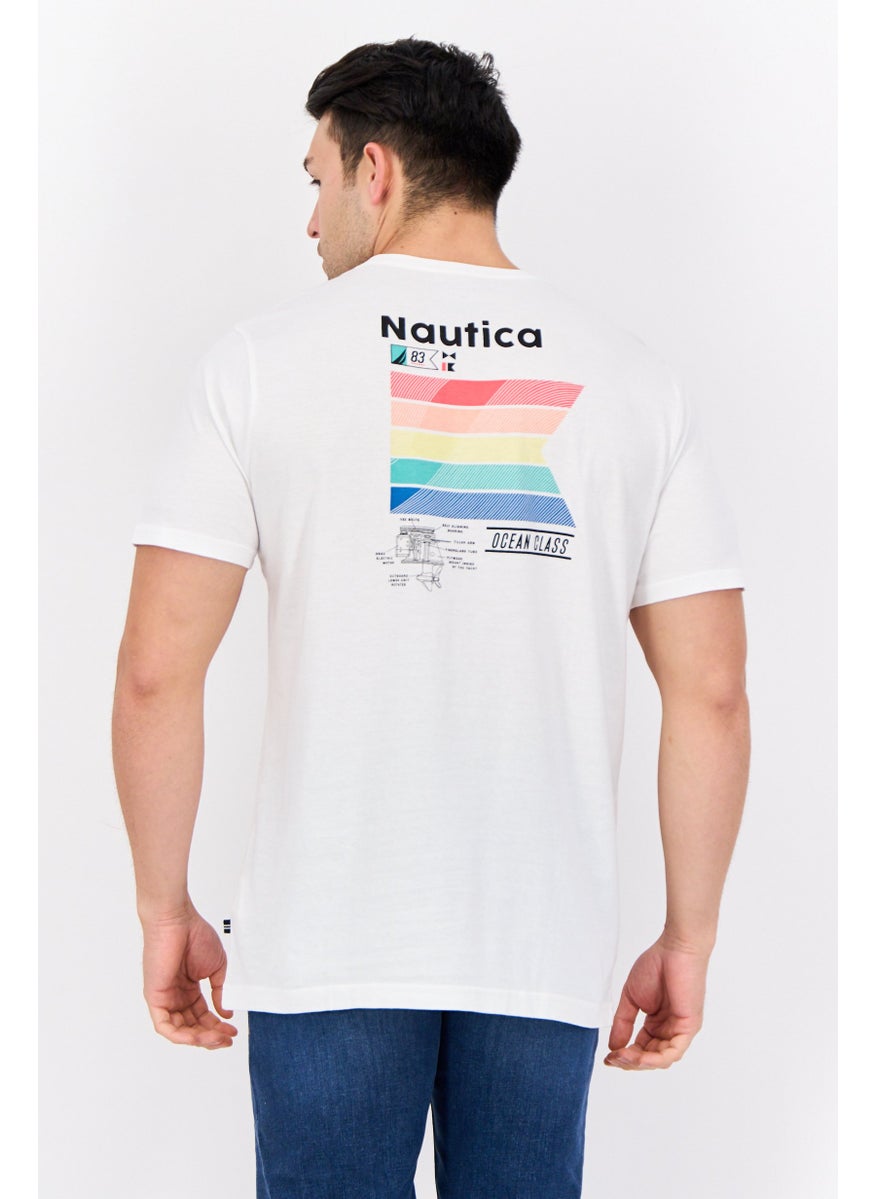 Men Round Neck Short Sleeve Graphic Print T-Shirt, White