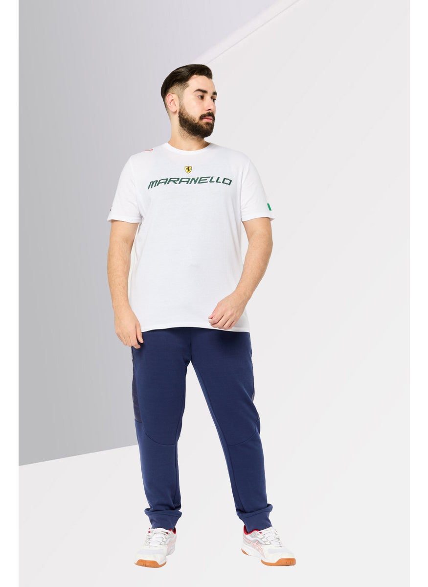 Men Crew Neck Short Sleeves Brand Logo T-Shirt, White