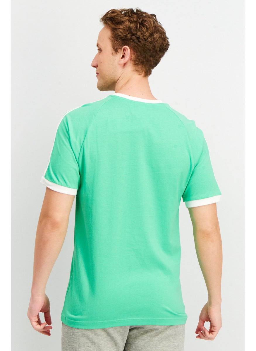 Men Sport Fit Short Sleeve Training T-Shirt, Light Green/White