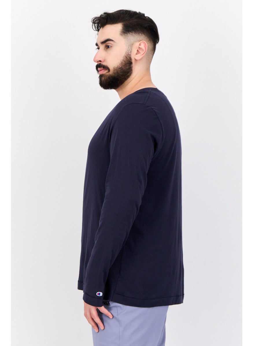 Men Sportswear Fit Long Sleeves Outdoor Shirt, Navy