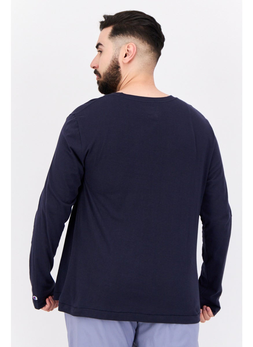 Men Sportswear Fit Long Sleeves Outdoor Shirt, Navy