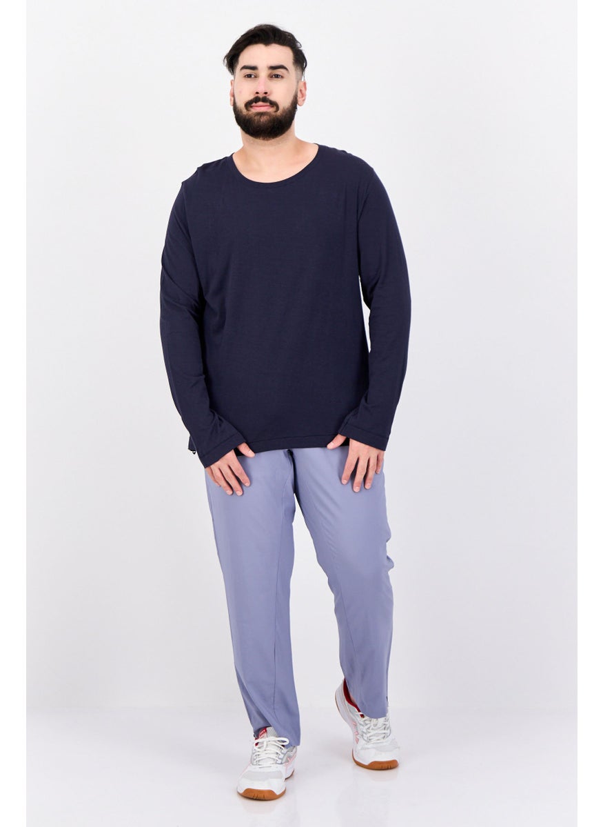 Men Sportswear Fit Long Sleeves Outdoor Shirt, Navy