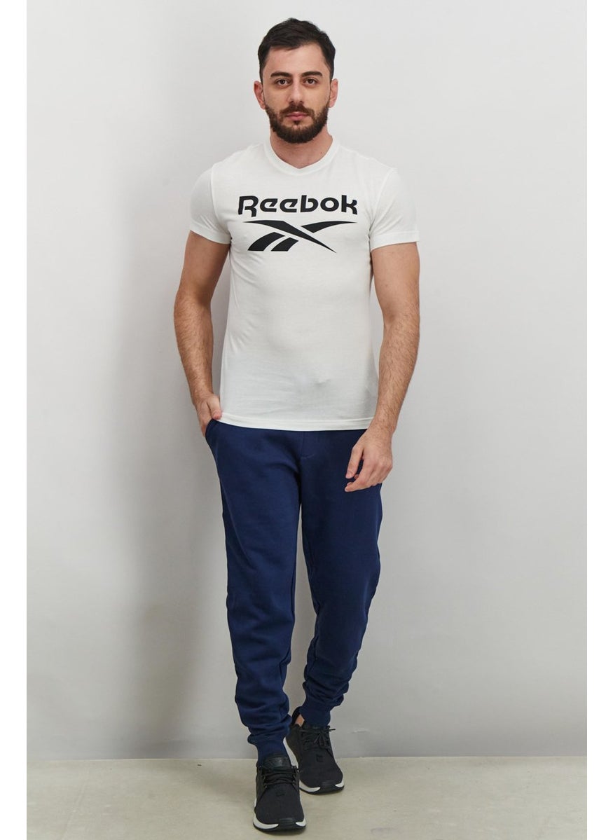 Men Sport Fit Short Sleeves Big Logo T-shirt, White