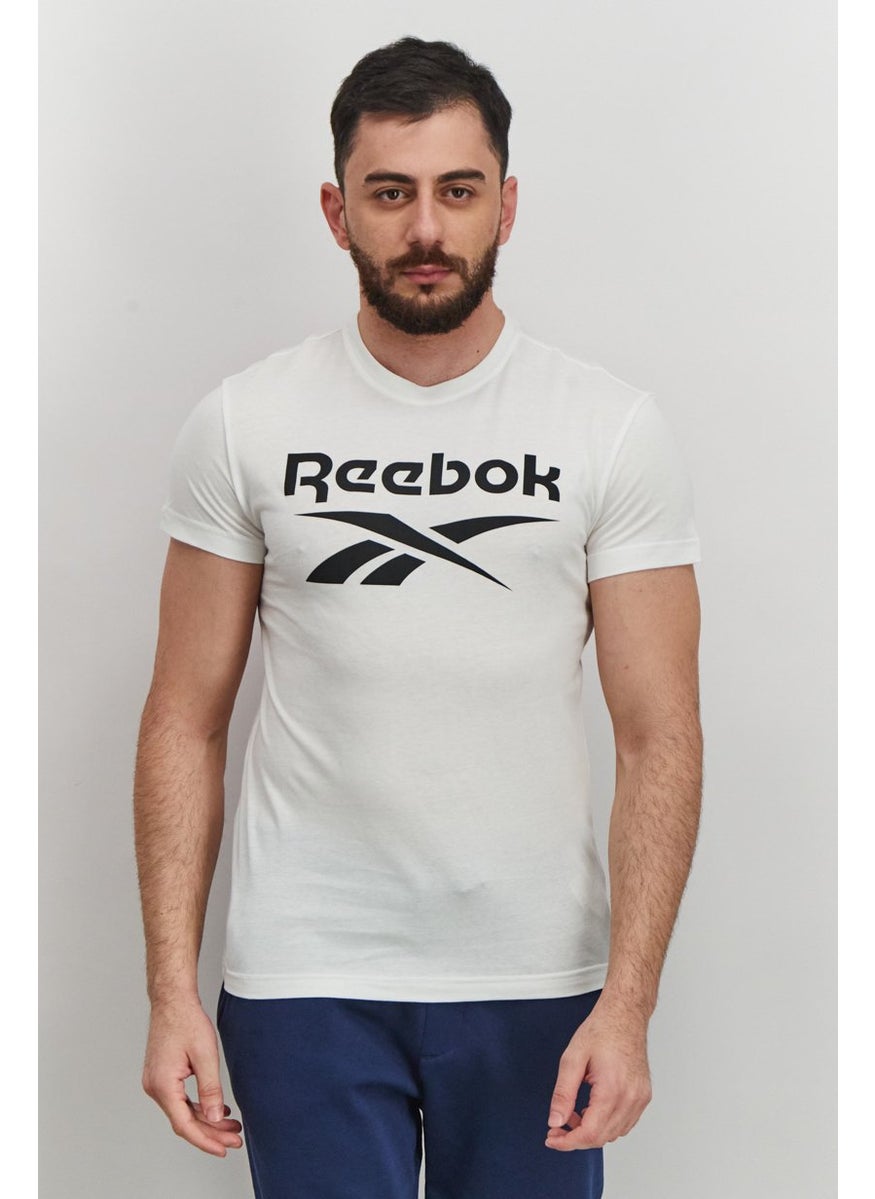 Men Sport Fit Short Sleeves Big Logo T-shirt, White
