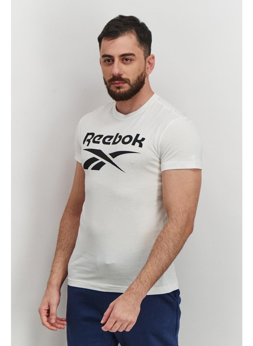 Men Sport Fit Short Sleeves Big Logo T-shirt, White